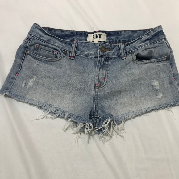 PINK Victoria's Secret Pants - VS PINK distressed light wash denim cut off shorts